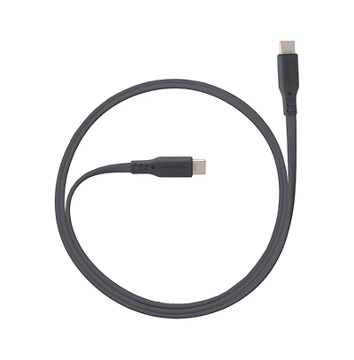 Ventev Flat Usb C to Usb C High Speed Tangle-Free Cable 6ft-Gray