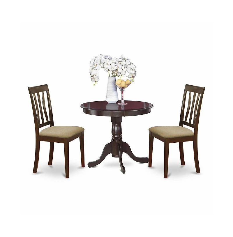 East West Furniture 3 Pc small Kitchen Table and Chairs set-round Table plus 2 Kitchen Dining Chairs