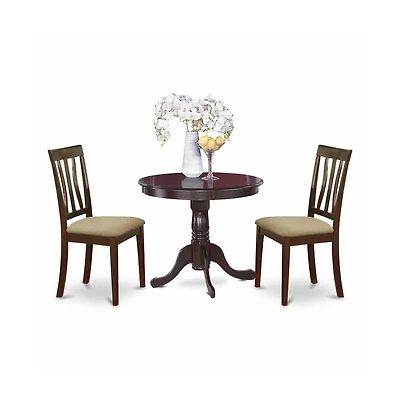 East West Furniture 3 Pc small Kitchen Table and Chairs set-round Table plus 2 Kitchen Dining Chairs