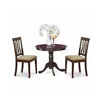 East West Furniture 3 Pc small Kitchen Table and Chairs set-round Table plus 2 Kitchen Dining Chairs