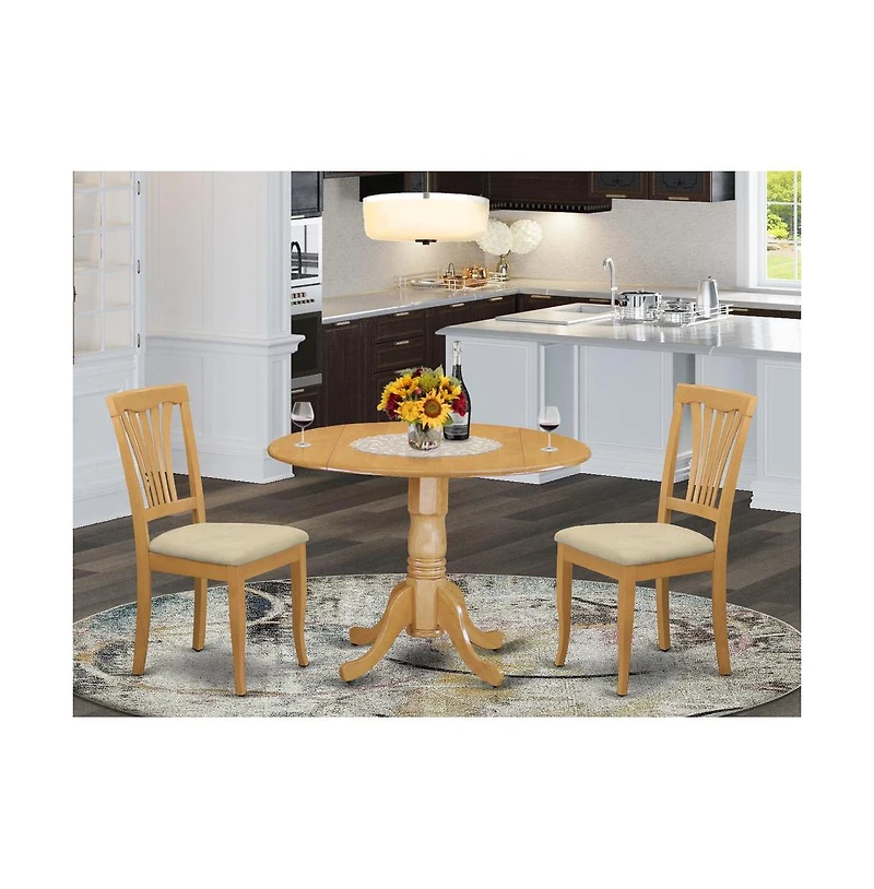 East West Furniture 3 Pc small Kitchen Table and Chairs set-small Kitchen Table plus 2 dinette Chairs
