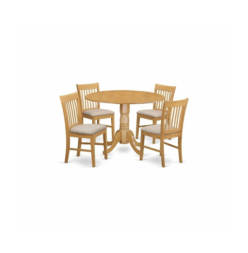 East West Furniture 5 Pc small Kitchen Table set-round Kitchen Table and 4 Dining Chairs