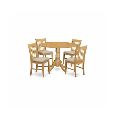 East West Furniture 5 Pc small Kitchen Table set-round Kitchen Table and 4 Dining Chairs