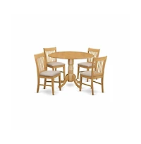 East West Furniture 5 Pc small Kitchen Table set-round Kitchen Table and 4 Dining Chairs