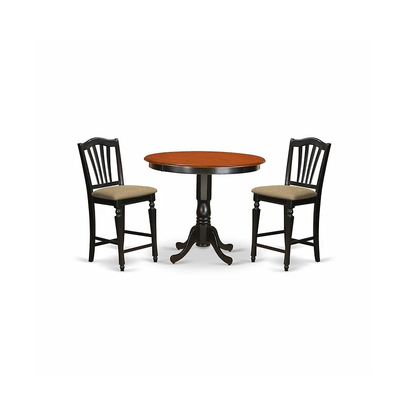 East West Furniture 3 Pc counter height pub set - high top Table and 2 counter height stool