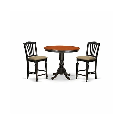 East West Furniture 3 Pc counter height pub set - high top Table and 2 counter height stool