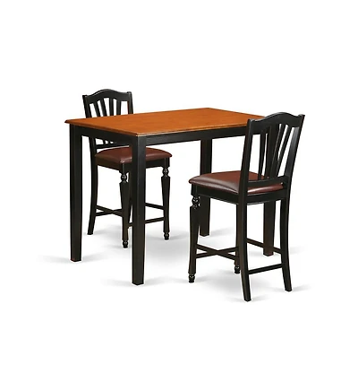 East West Furniture 3 Pc pub Table set - Dining Table and 2 counter height stool