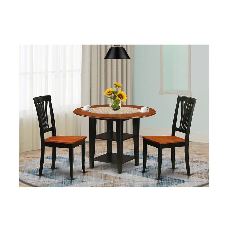 East West Furniture Dining Room Set Black & Cherry