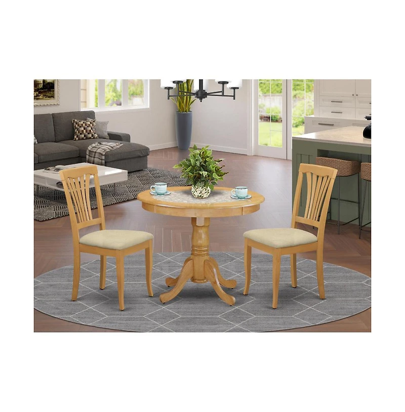 East West Furniture 3 Pc Dining room set - Kitchen dinette Table and 2 Kitchen Dining Chairs
