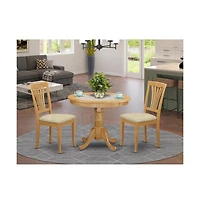 East West Furniture 3 Pc Dining room set - Kitchen dinette Table and 2 Kitchen Dining Chairs