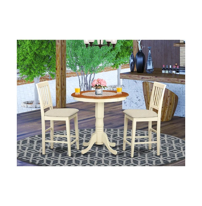 East West Furniture 3 Pcpub Table set - high top Table and 2 dinette Chairs