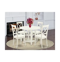 East West Furniture Dining Room Set Linen White