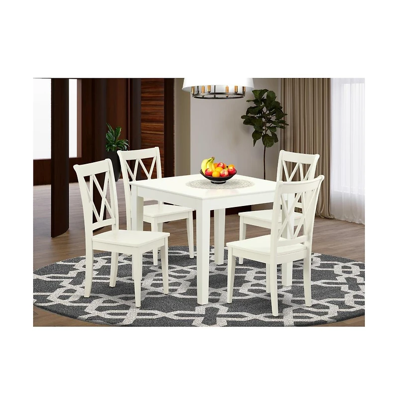 East West Furniture Dining Room Set Linen White