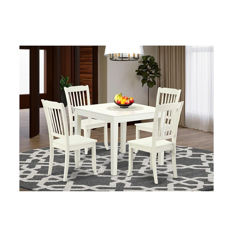 East West Furniture Dining Room Set Linen White