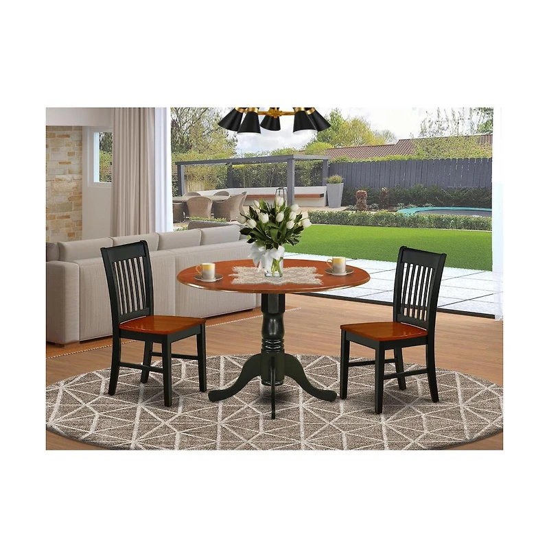 East West Furniture Dining Room Set Black & Cherry