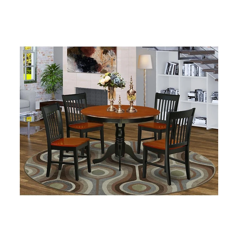 East West Furniture Dining Room Set Black & Cherry