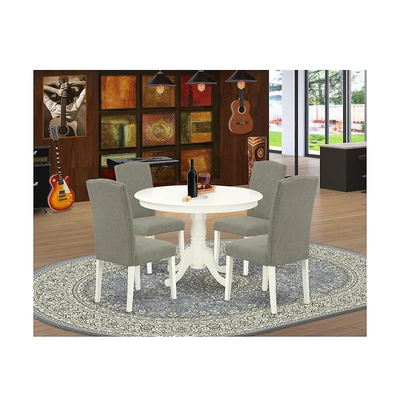 East West Furniture Dining Room Set Linen White