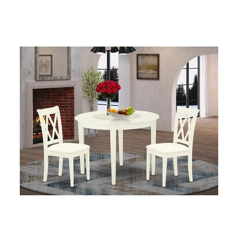 East West Furniture Dining Room Set Linen White