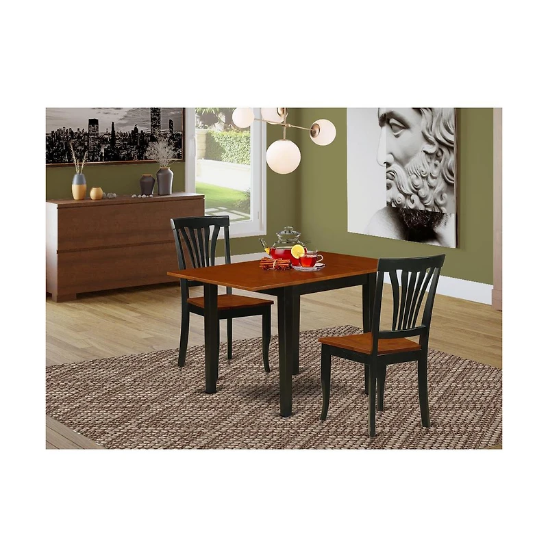 East West Furniture Dining Room Set Black & Cherry