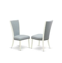 East West Furniture dining room table set of 4 excellent kitchen dining chairs with Linen Fabric Baby Blue color and a gorgeous round dining table wit