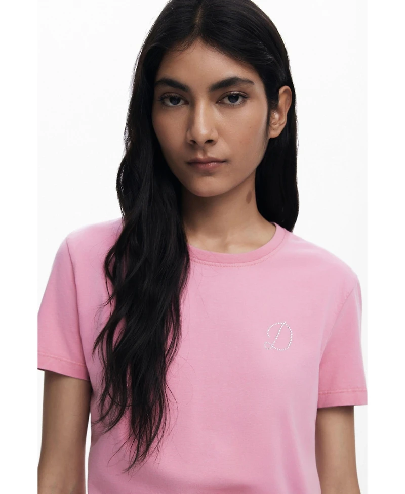 Desigual Women's "D" strass T-shirt