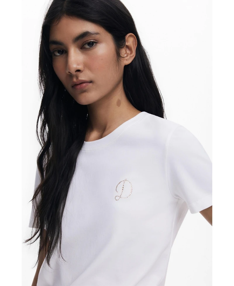 Desigual Women's "D" strass T-shirt