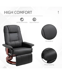 Homcom Pu Leather Manual Adjustable Recliner Swivel Chair w/ Footrest,