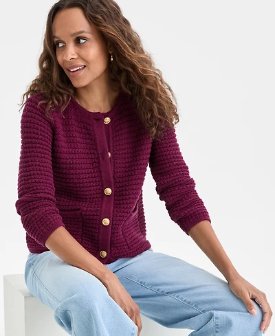 I.n.c. International Concepts Petite Yarn-Blend Button-Down Cardigan Sweater, Created for Macy's