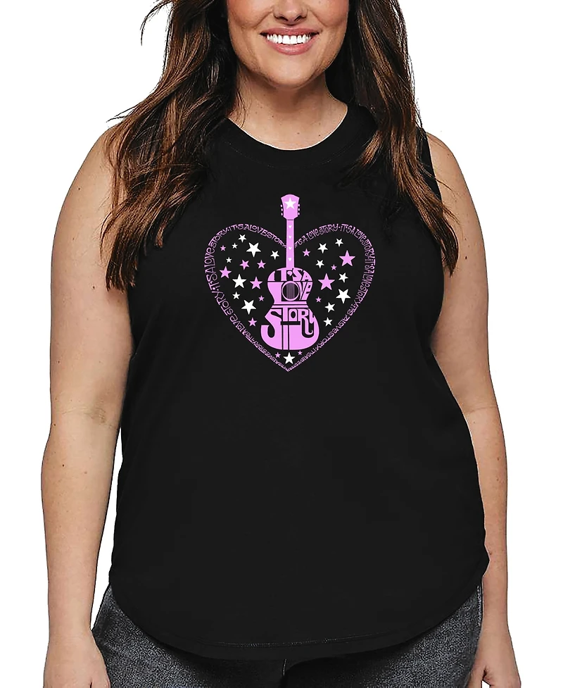 La Pop Art Plus It's A Love Story Word Tank Top
