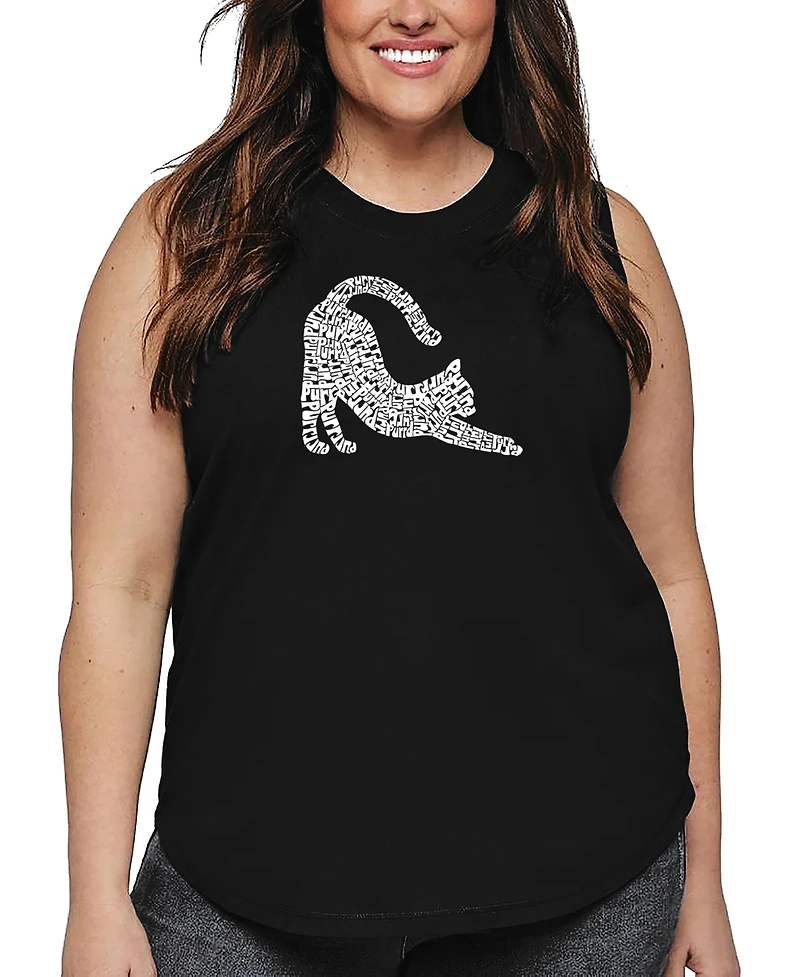 La Pop Art Plus Stretching Cat Word Tank Top