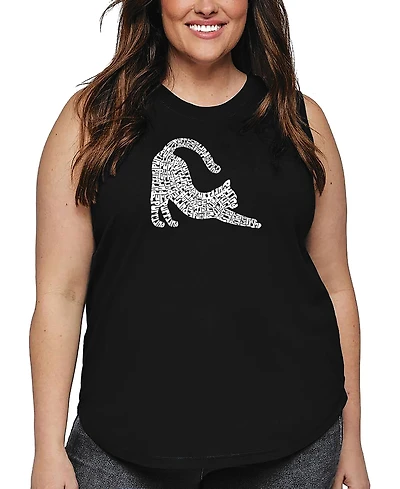 La Pop Art Plus Stretching Cat Word Tank Top