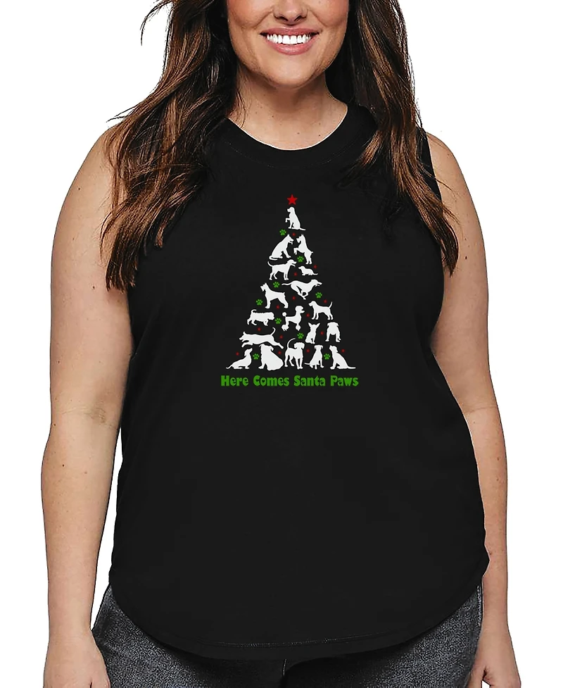 La Pop Art Plus Here Comes Santa Paws Word Tank Top