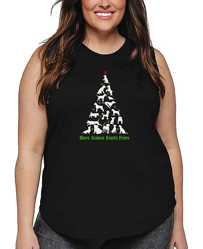 La Pop Art Plus Here Comes Santa Paws Word Tank Top