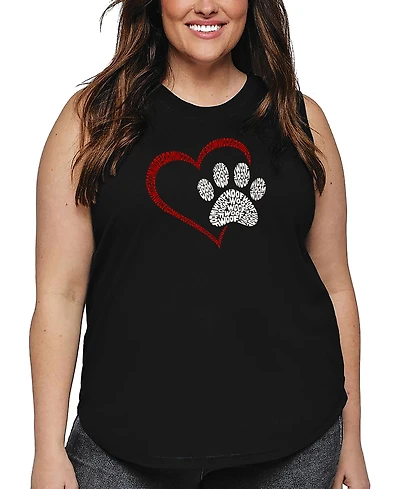 La Pop Art Plus Paw Heart Word Tank Top