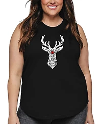 La Pop Art Plus Santa Reindeer Word Tank Top