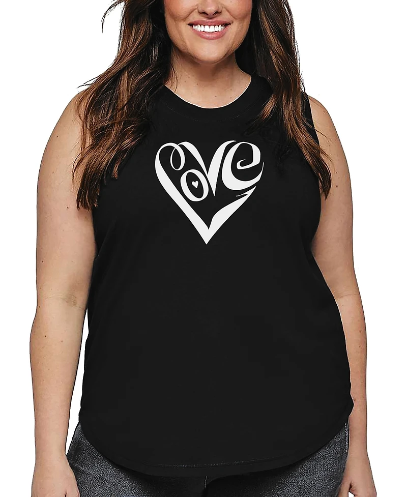 La Pop Art Plus Script Love Heart Word Tank Top