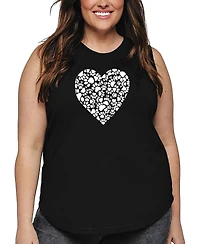 La Pop Art Plus Paw Prints Heart Word Tank Top