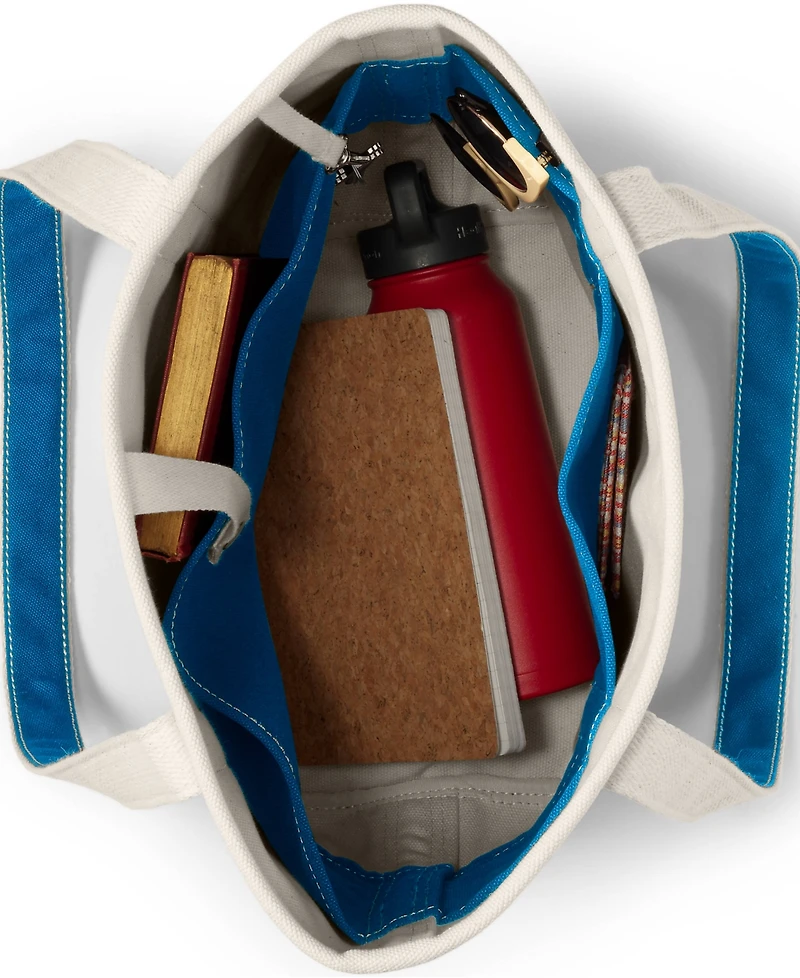 Lands' End Natural 5 Pocket Open Top Long Handle Canvas Tote Bag