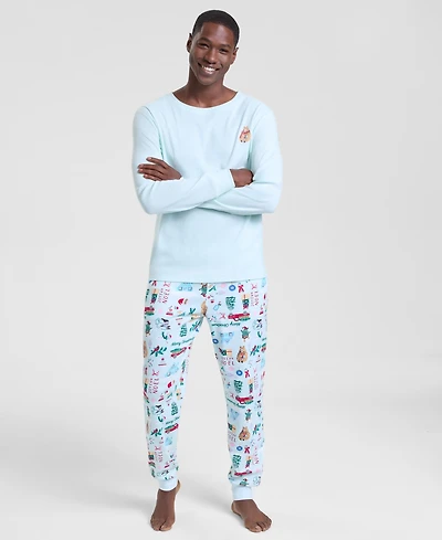Holiday Lane Men's Winter Cotton Pajama Set, Macy's Exclusive