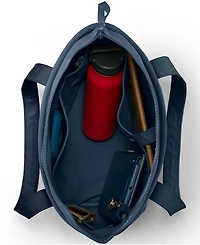 Lands' End Medium Solid Color 5 Pocket Zip Top Long Handle Canvas Tote Bag