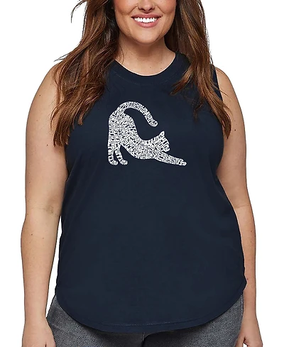 La Pop Art Plus Stretching Cat Word Tank Top
