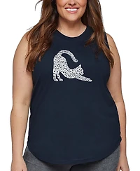 La Pop Art Plus Stretching Cat Word Tank Top
