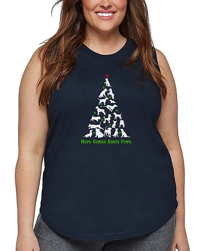 La Pop Art Plus Here Comes Santa Paws Word Tank Top