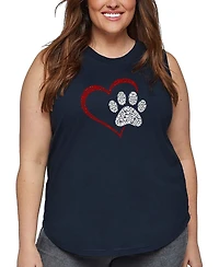 La Pop Art Plus Paw Heart Word Tank Top