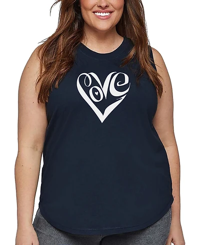 La Pop Art Plus Script Love Heart Word Tank Top