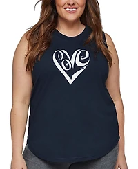 La Pop Art Plus Script Love Heart Word Tank Top