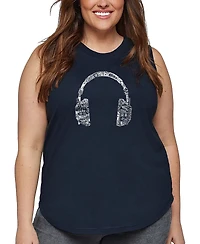 La Pop Art Plus Headphones Languages Word Tank Top