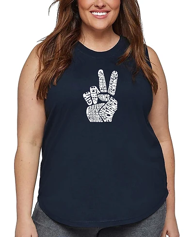 La Pop Art Plus Peace Fingers Word Tank Top