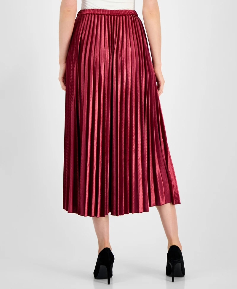 Anne Klein Women's Velvet Pleated Flared Midi Skirt