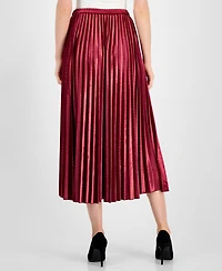 Anne Klein Women's Velvet Pleated Flared Midi Skirt